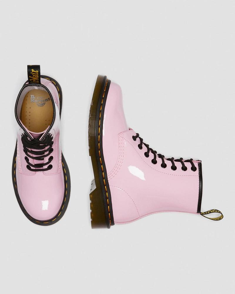 Dr Martens 1460 Lak Læder Snørestøvler Dame Lyserød | DK 194QMA